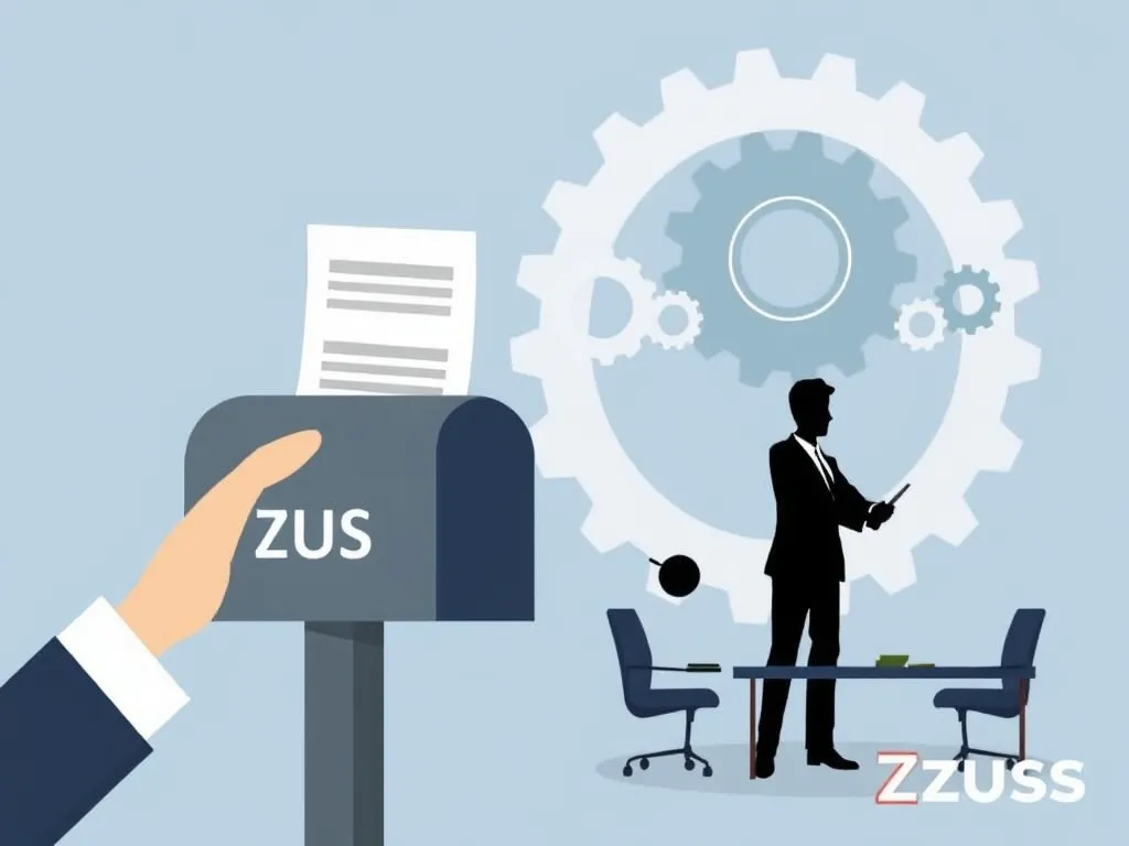 Ilustracja przedstawiająca proces rekrutacji do ZUS, od składania CV po rozmowę kwalifikacyjną.
