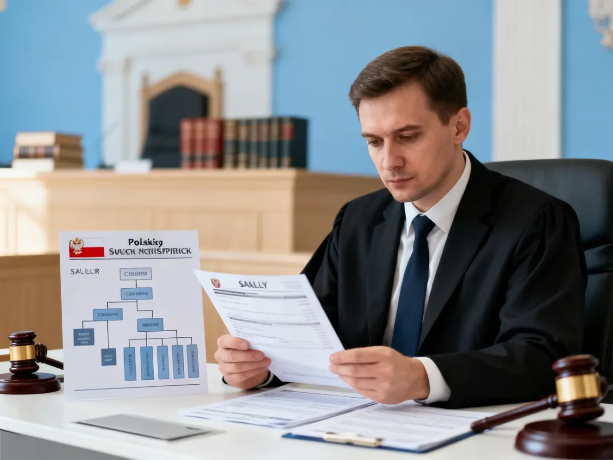 Prokurator analizujący dokumenty dotyczące wynagrodzeń w kancelarii